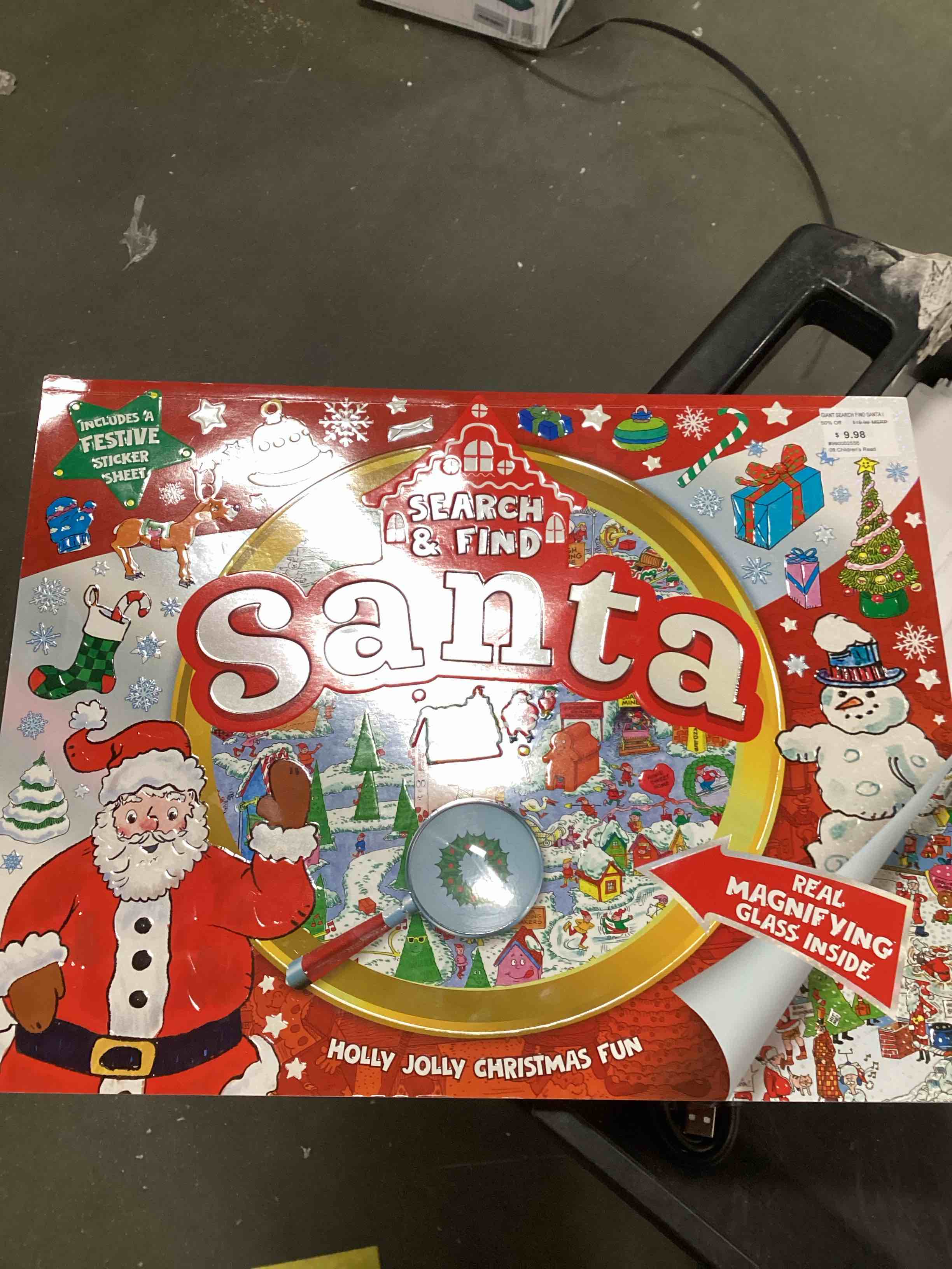 Kidsbooks search & find Santa includes a festive sticker sheet holly jolly Christmas fun