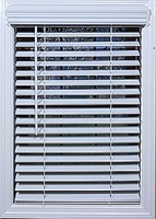 Cordless White 2" Faux Wood Blinds