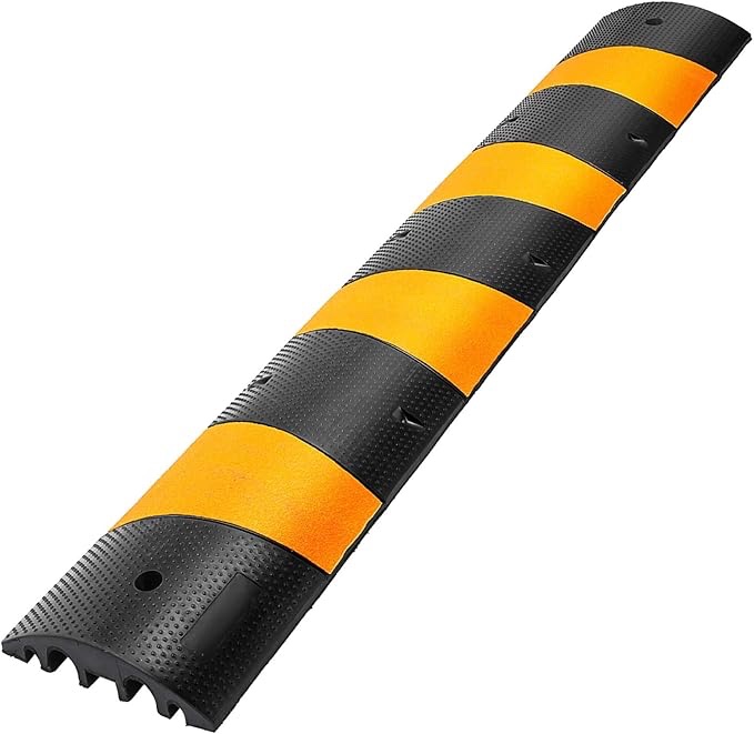 Happybuy 6 Feet Rubber Driveway Heavy Duty Cable Protector Ramp 72.4 x 12 x 2.4 Inch 2-Channel Garage Gravel Roads Asphalt Concrete, 6ft-Speed Bump