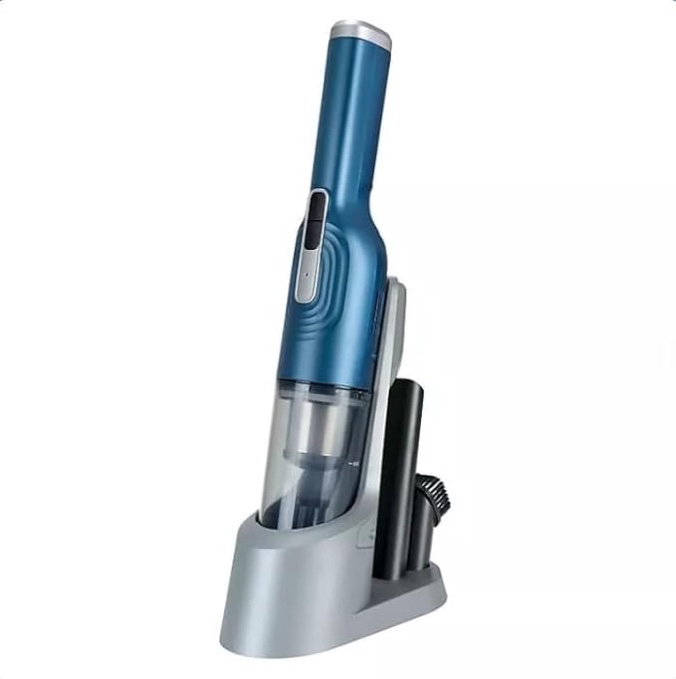Slim Cordless Handheld Vacuum with Charging Station - Ultra-Lightweight, Brushless Motor, 20-Minute Run Time, True Filter, Includes Brush & Crevice Tools, Ideal for Home & Car (Blue)