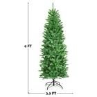 Pencil Slim 6' Green Fir Artificial Christmas Tree with 150 UL Warm White Lights