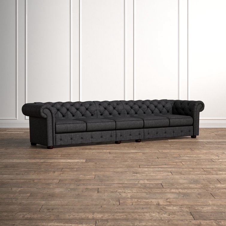 ( incomplete box 2/2)Horley Linen Tufted Corner Seat ,Cushion and 1 Wooden Leg