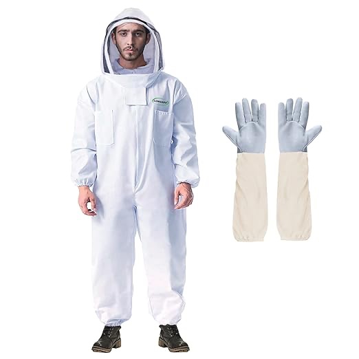 Professional Bee Suit for Men Women, Beekeeping Suit Beekeeper Suit with Glove &Ventilated Hood, Multi-Size Bee Outfit for Backyard and Bee Keeper