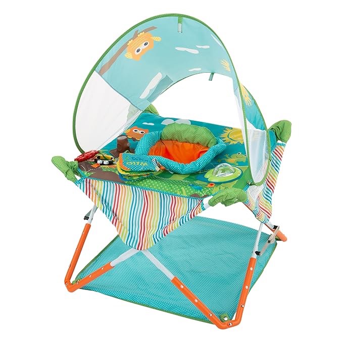 Summer Infant Pop 'N Jump Portable Baby Activity Center, Indoor Outdoor Use, Lightweight, Carrying Bag, Canopy, 6-12 months (Animals)