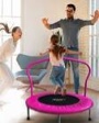 Ativafit Fitness Trampoline for Kids Foldable Mini Trampoline with Adjustable Foam Handle Workout Indoor Outdoor Home Use Pink 36"