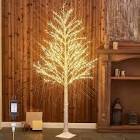 Hairui Lighted White Tree Plug in with 6FT 690 Warm White Fairy Lights, White Christmas Tree with Lights for Indoor Outdoor Home Christmas Holiday Party Decoration