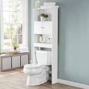 White Bathroom Space Saver with 3 Fixed Shelves  Mainstays over the Toilet Storage