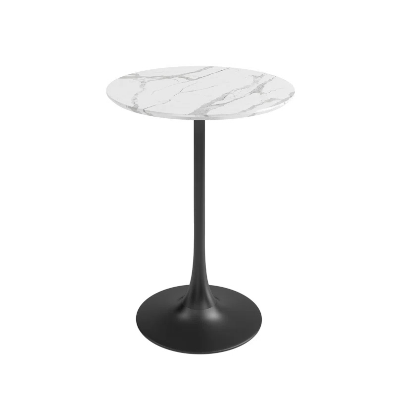 Olivarez Counter Height 24" Round Dining Table with Steel Pedestal Base for Indoors