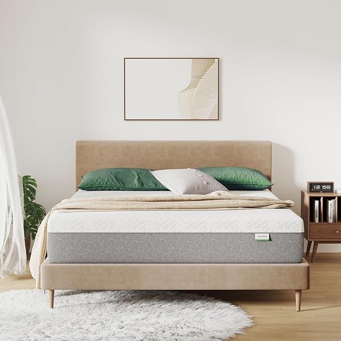 Novilla Size 80 in L X 76 in W X 12 in H Gel Memory Foam  Mattress for Cool Night Sleep & Pressure Relieving, Medium Plush Bed Mattress, Bliss