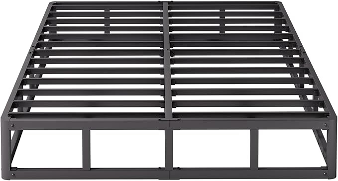 Bednowitz Queen Box Spring?5 Inch Low Profile Metal Boxspring with Non-Slip Fabric Bed Cover, Sturdy Heavy Duty Steel Structure Bed Base, Noise-Free Mattress Foundation, Easy Assembly?Black