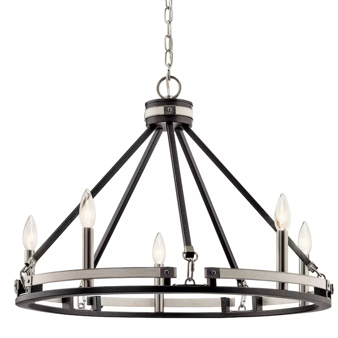 Anvil Iron Distressed Antique Grey Farmhouse Chandelier