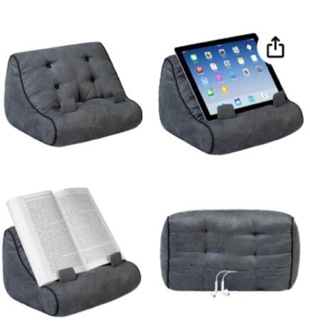 Book Couch iPad Stand | Tablet Stand | Book Holder| Reading Pillow | Reading in Bed at Home | Tablet Lap Rest Cushion | Fun Novelty Gift Idea for Readers, Book Lovers | Phones and eReaders (Grey)