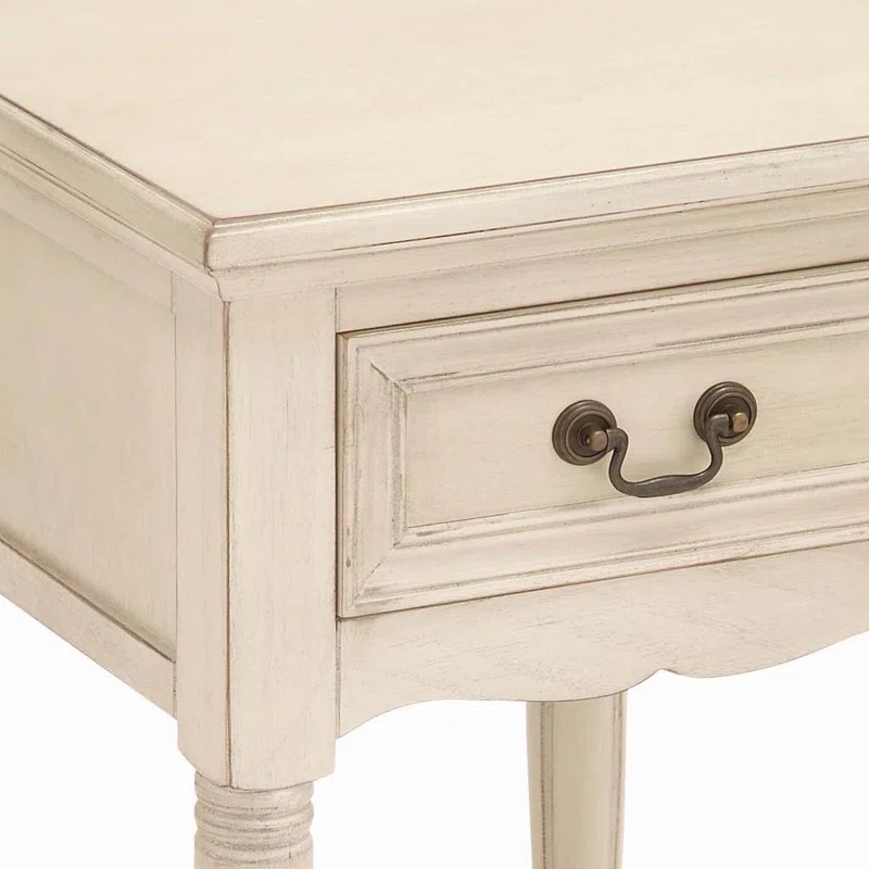 Wood Storage 1 Drawer and 1 Shelf Side End Accent Table with Turned Legs