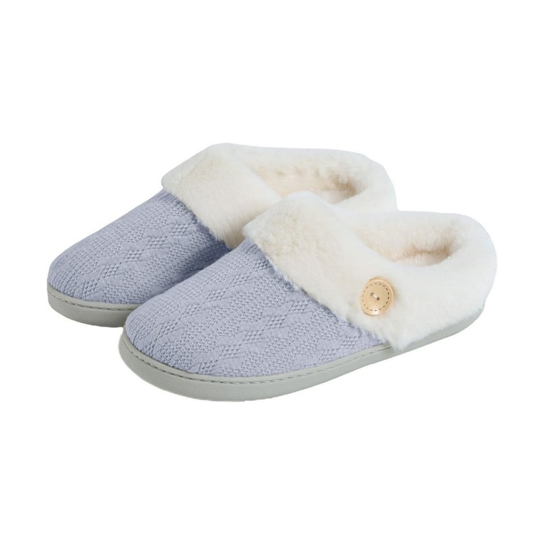 (size US 9-10) GEZHEN Women's Color Block Button Jacquard Cotton Slippers Autumn/Winter Plush Multi Spliced Warm Home Slippers