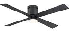 5127882 Fanimation Studio Collection AireFlush 52-in Black Color-changing Integrated LED Indoor/Outdoor Flush Mount Ceiling Fan with Light and Remote (4-Blade) Item #5127882 | Model #LP6804LBL