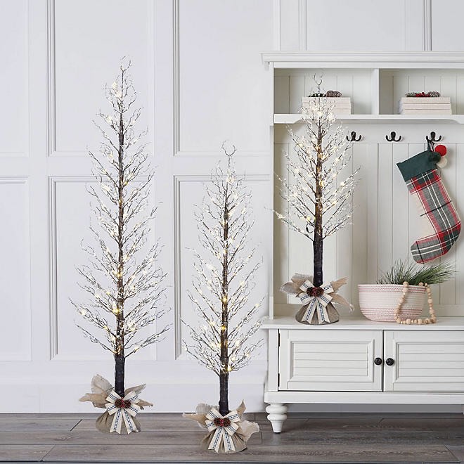 Member's Mark Pre-Lit Set of 3 Winter Branch Trees