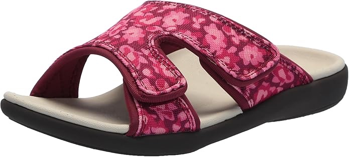 size: 10 Spenco Women's Kholo Mod Floral Slide Sandal, Red Plum,