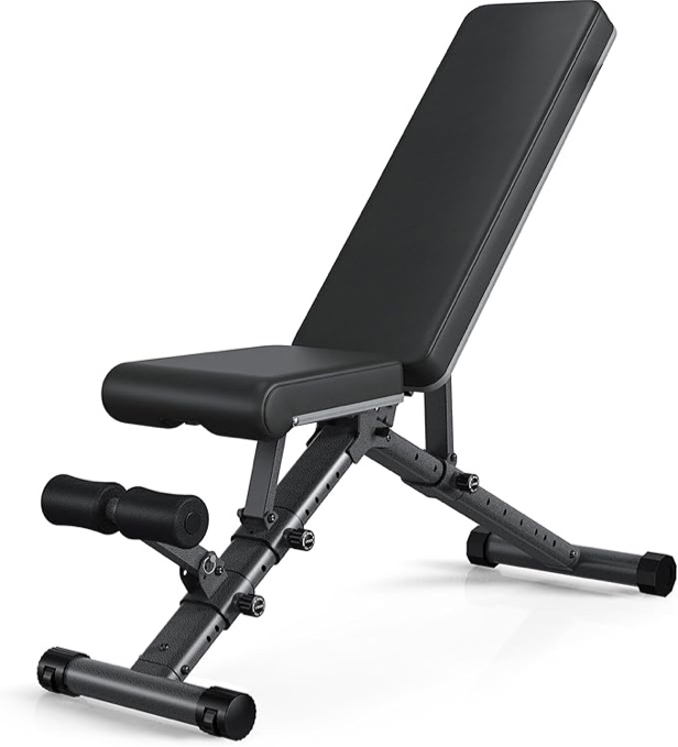  Foldable Weight Bench - Adjustable Bench for Full Body Workout, Fully Upright Backrest Design, Multi-Purpose Incline Decline Bench - 2024 Version Black