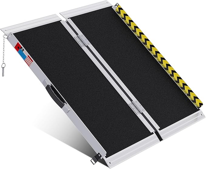 Singlefold portable Wheelchair Ramp Portable Wheelchair Ramp 3FT, Anti-Slip Aluminum Folding Portable Ramp, Wheelchair Ramps for Home, Weight Capacity Up to 600 LBS, with Transition Plates Above and Below