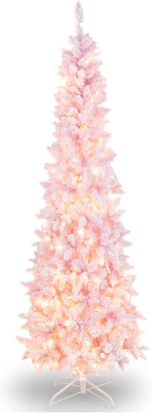 Christmas tree 7FT-Pre- lit pink PVC flock pencil Christmas tree 
