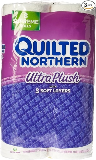 Quilted Northern Ultra Plush Supreme - Ultra soft toilet paper, 8 units (pack of 3)