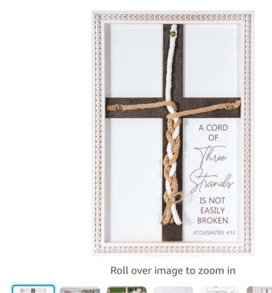 LakWilows A Cord of Three Strands Wedding Signs for Ceremony, Wedding Bible Wooden Cross, Anniversary Religious Marriage Gifts for Couple, Parents, Christian