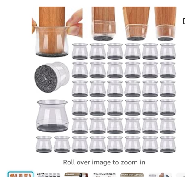 Chair Leg Floor Protectors Square Chair Leg Protectors for Hardwood Floors 40Pcs Silicone Covers to Protect Floors Square (Clear-L Fit 1.1"-1.5")