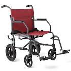 Medline Durable Folding Steel Transport Wheelchair with 12-Inch Wheels, 19-Inch Seat Width, Gray Frame, Microban, Burgundy Upholstery