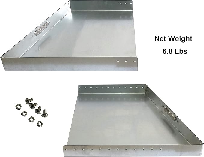 Hi-Flame Fireplace Tray-Expandable/Adjustable Ash Pan with Handles for Up to 30" Fire Place Grate-Nuts and Bolts Included, Sliver Color Trapezoid Ash Pan