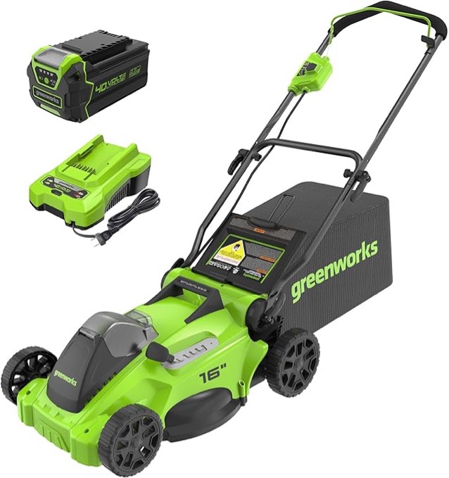 Greenworks 40V 16" TruBrushless™ Cordless Lawn Mower (Push Button Start / Up To 45 Minutes Runtime), 4.0Ah Battery and Charger Included