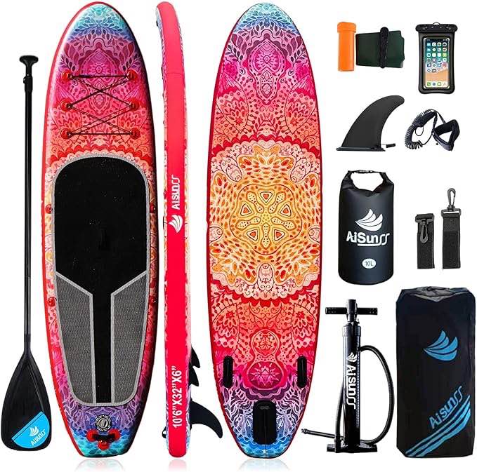 Inflatable Stand Up Paddle Boards with Premium SUP Paddle Board Accessories, 10L Waterproof Dry Bag Wide Stable Design, Non-Slip Comfort Deck for Youth & Adults