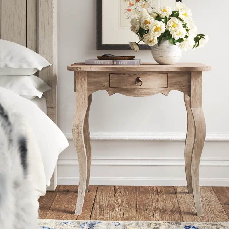 Cecilia 1 - Drawer Solid Wood Nightstand