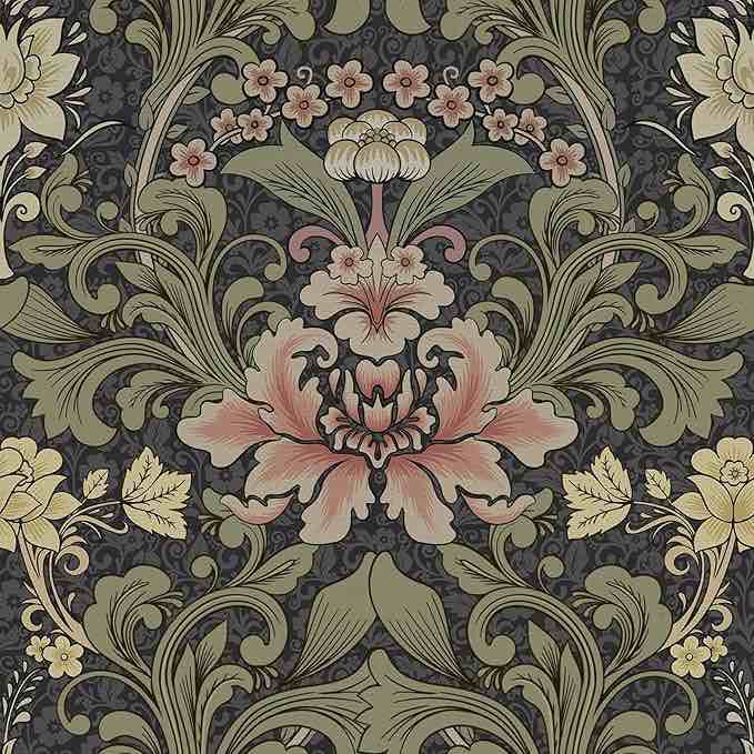 TANONE William Morris Wallpaper Peel and Stick Floral for Wall Decor, Self Adhesive Removable Vintage Wallpaper for Bathroom 17.7''*118'' Visit the TANONE Store