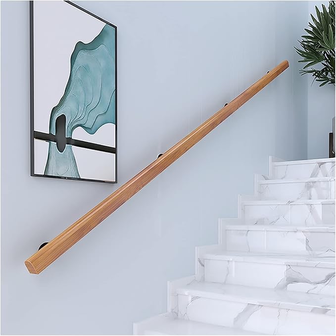 Wood Handrails for Indoor Stairs, Safety Non-Slip Stair Railing, Professional Pine Handrails Support Rod Complete Kit, for Bars Lofts Kindergarten Guardrail Corridor (8ft)