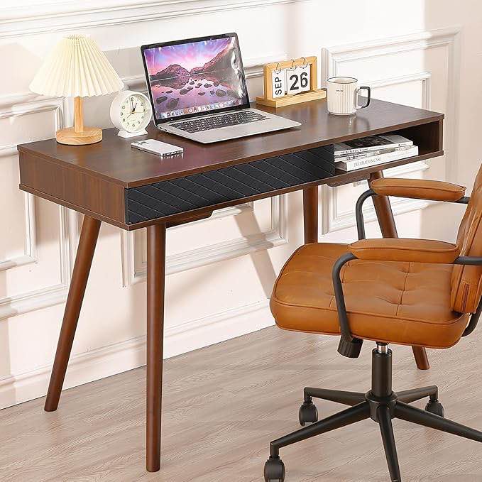 GAOMON Computer Desk with Drawer, Wood Writing Home Desk, Modern Simple Study Desk, Suitable for Home Office, Living Room, Bedroom, Apartment