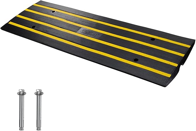 VEVOR Rubber Curb Ramp, 6" Rise Height Sidewalk Curb Ramp, 5T Heavy Duty Driveway Curb Ramp,11.8" Width 23.5" Length Threshold Ramp for Forklifts, Trucks, Buses, Cars, Wheelchairs, Bikes