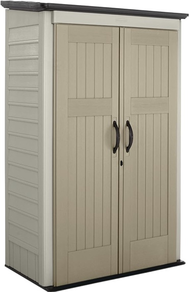 Rubbermaid 1887157 Resin Vertical Outdoor Shed, 5'x2', Olive
