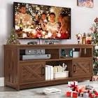 YITAHOME TV Stand for 65 55 Inch TV with Power Outlet, Farmhouse Entertainment Center with Storage Cabinets and Open Shelf, Rustic Media Console TV Cabinet for Living Room, brown 