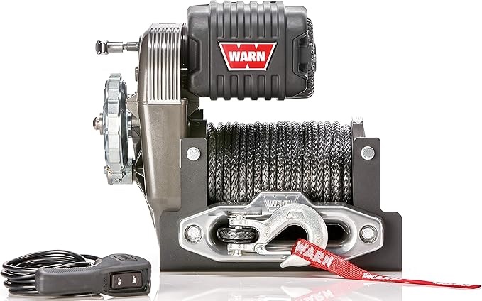 WARN 106175 M8274-S Winch with Spydura Synthetic Cable Rope: 3/8" Diameter x 150' Length, 5 Ton (10,000 lb) Pulling Capacity, Gray
