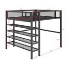 Arbe Full Size Metal Loft Bed With 4-Tier Shelves And Storage (incomplete box 1 of 2) 