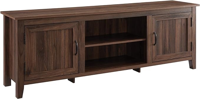 70" Walker Edison Ashbury Coastal Style Grooved Door TV Stand for TVs up to 80 Inches, 70 Inch, Dark Walnut