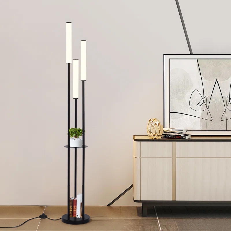 Shirehampton 66.5'' Black LED Tray Table Floor Lamp