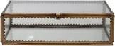 Long Brass and Glass Display Box with Scalloped Edges and Antique Finish 7"L x 5"W x 2"H