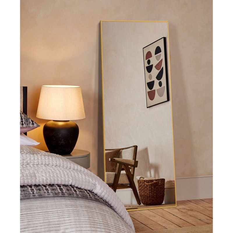 Bethney Rectangle Metal Full Length Mirror Floor Mirror and Wall Mirror 65" x 22" (damaged frame)