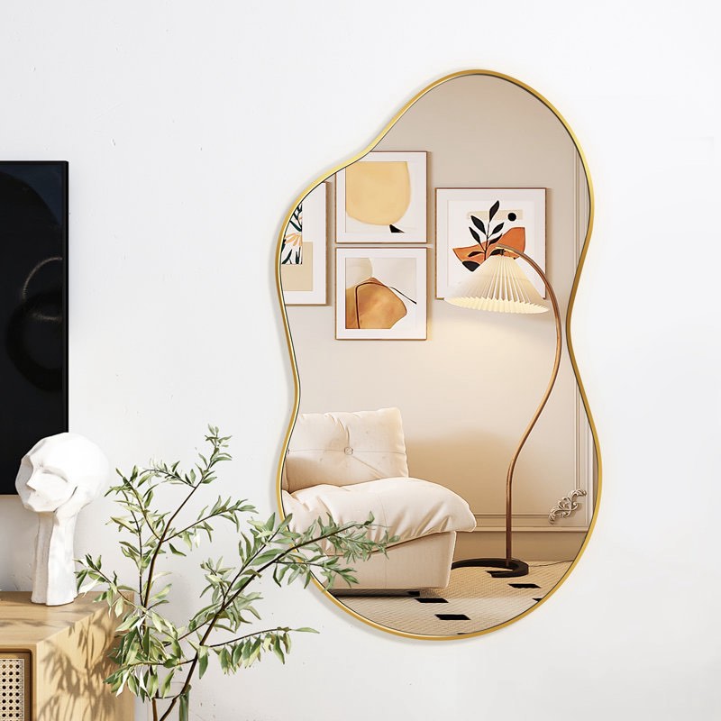 Cloud Shaped Metal Wall Mirror gold : 36" x 20"
