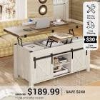 Lift Top Coffee Table, 4 In 1 Multi-function Convertible Coffee Tables With Storage (incomplete)