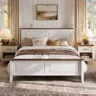 Vira Platform Bed With Headboard,Bed Frame Full white 