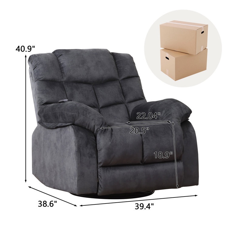39.4" Wide Modern Overstuffed Comfortable Swivel and Rocker Manual Reclining Heated Massage Chair (incomplete box 2 of 2) 
