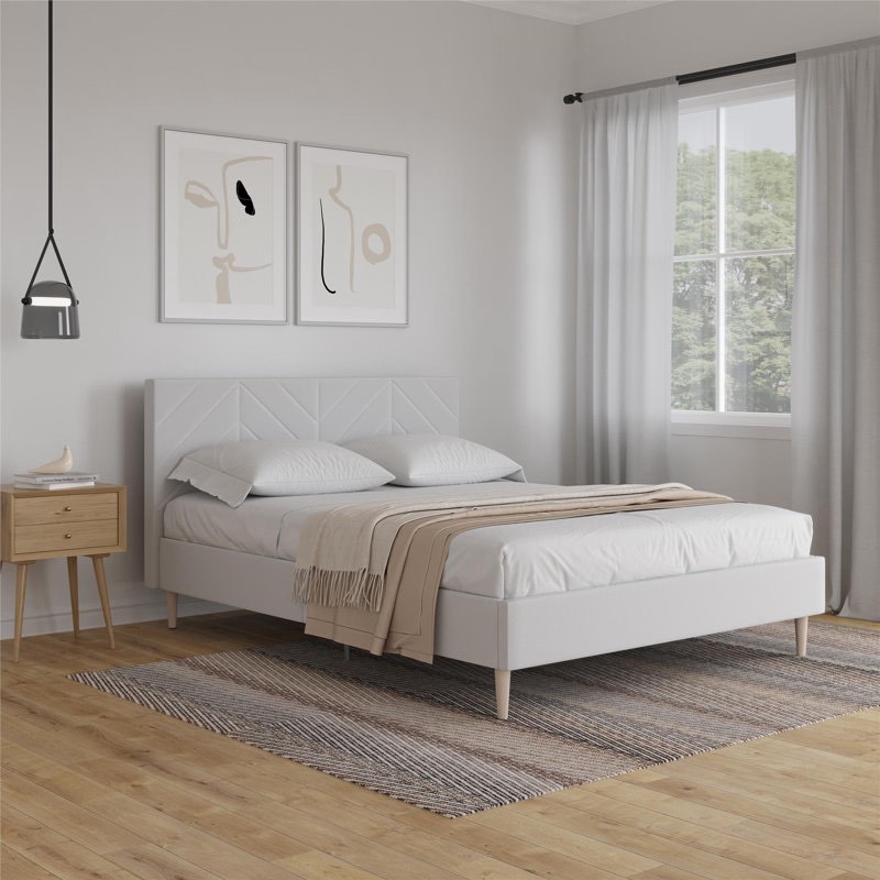 Areisy Tufted Upholstered Platform Bed Full gray