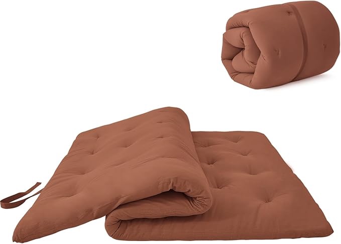 ZonLi Japanese Floor Futon Mattress Full Size 60"x 80",100% Cotton 2.5'' Thicken Tatami Mattress,Foldable Sleeping Pad,Portable Dormitory Tatami Mat,Roll Up Floor Lounger Bed for Adult (Winter Moss)